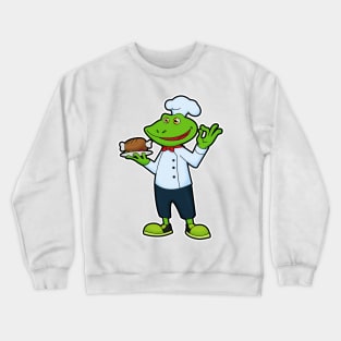 Frog as Cook with Serving plate & Chicken Crewneck Sweatshirt